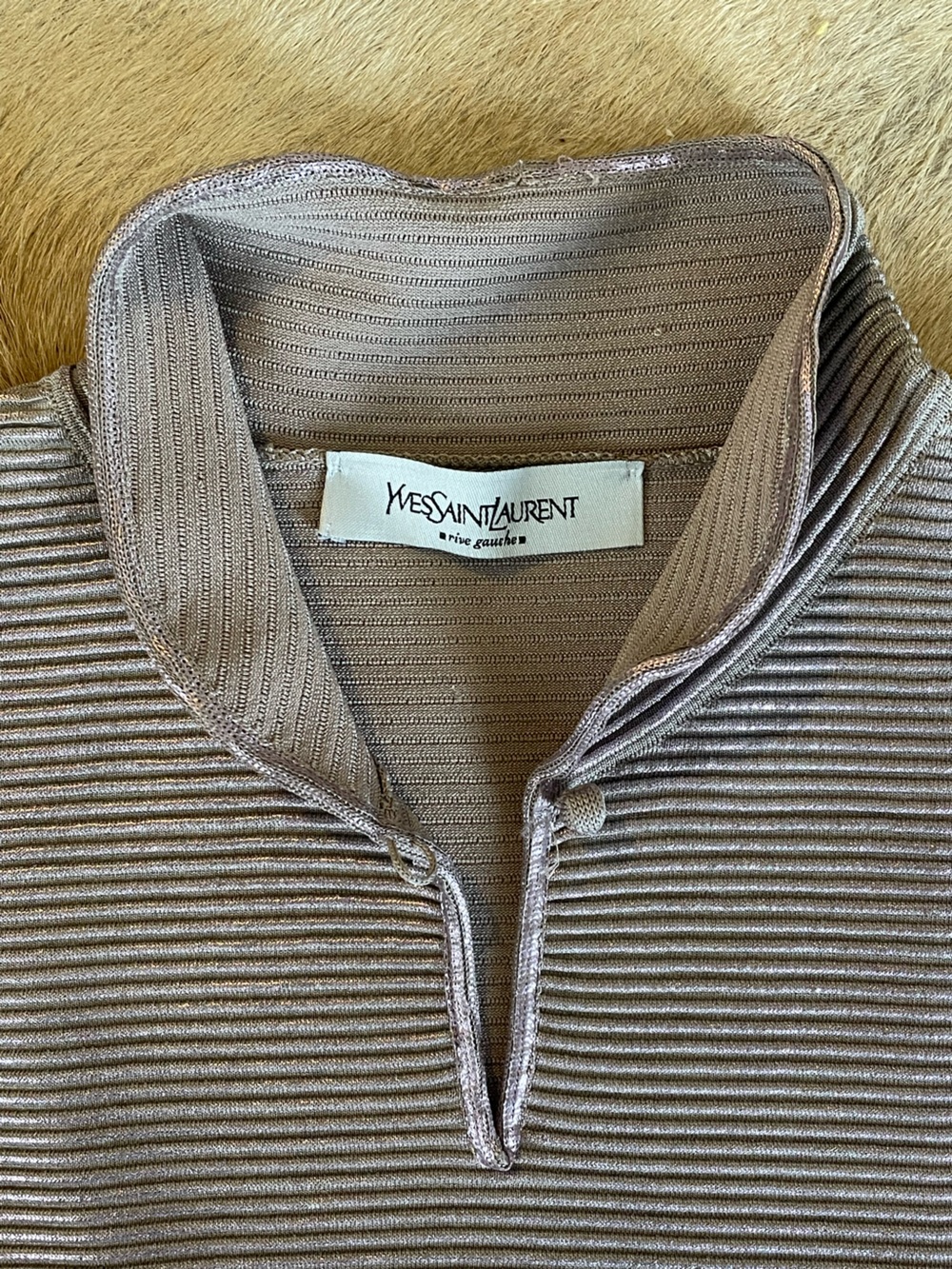 Yves Saint Laurent Ribbed Metallic rib-knit Top in Lavender - Picture 2 of 5